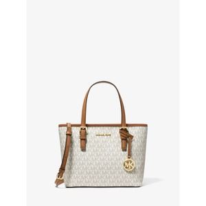 MICHAEL MICHAEL KORS Jet Set Travel Extra-Small Logo Top-Zip Tote Bag in Vanilla